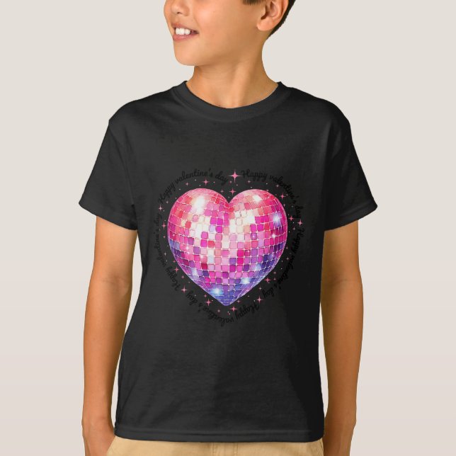 Camiseta Happy Valentine's Day Coquette Nk Disco Ball Heart (Anverso)