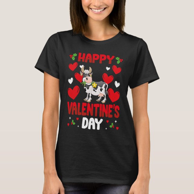 Camiseta Happy Valentines Day Cow Heart Love Animal (Anverso)