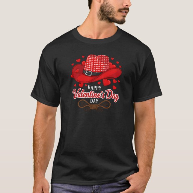 Camiseta Happy Valentine's Day Cowboy Hat Rope (Anverso)