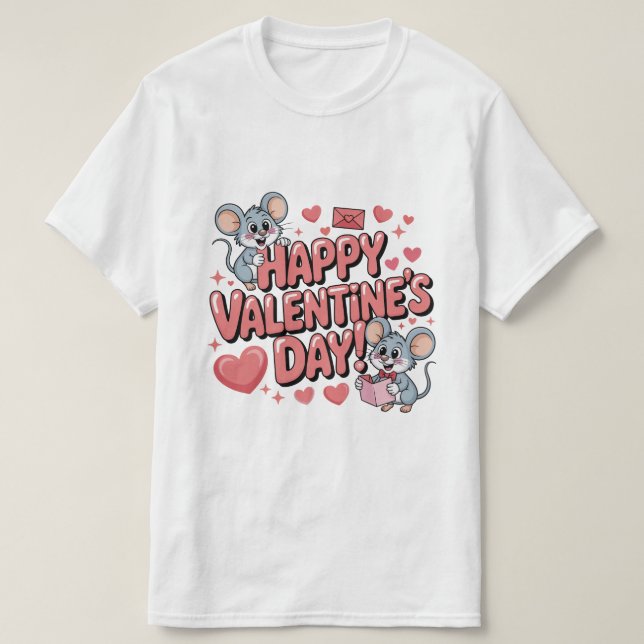 Camiseta happy-valentines-day-cute-mice-hearts-typography-t (Diseño del anverso)