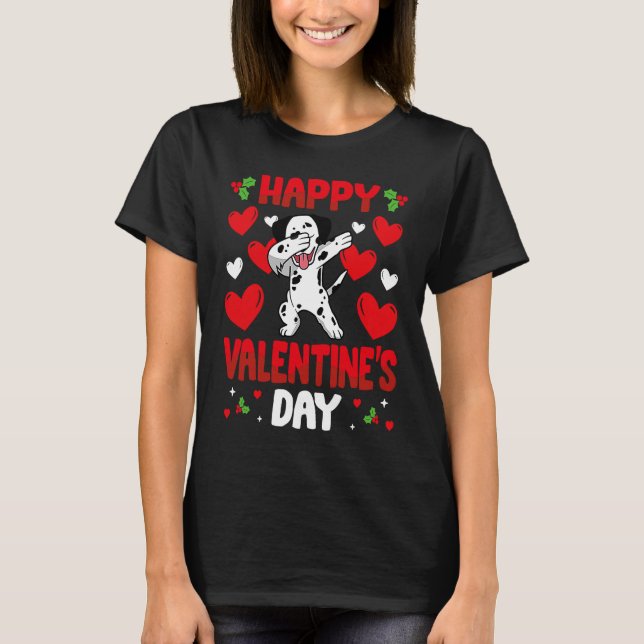 Camiseta Happy Valentines Day dalmatian Heart Love Animal (Anverso)