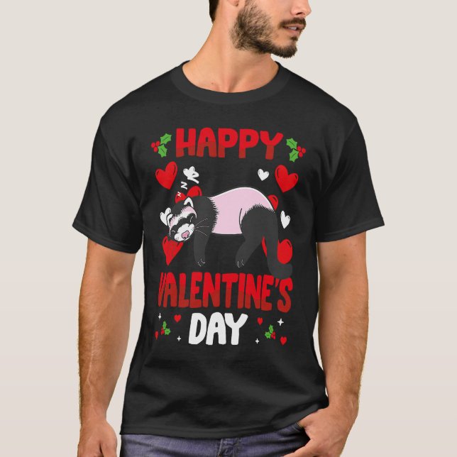 Camiseta Happy Valentines Day Ferrets Heart Love Animal (Anverso)