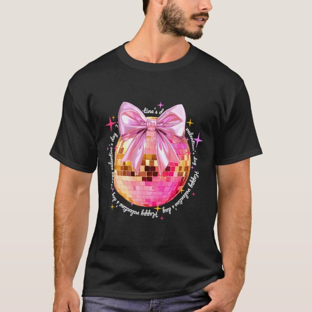 Camiseta Happy Valentine's Day Funny Coquette Disco Ball Gi (Anverso)
