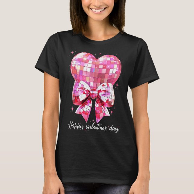 Camiseta Happy Valentine's Day Funny Coquette Disco Ball He (Anverso)