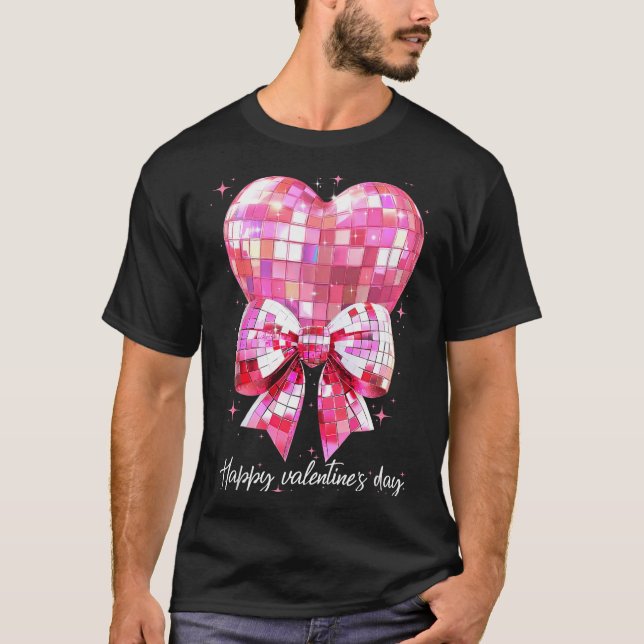 Camiseta Happy Valentine's Day Funny Coquette Disco Ball He (Anverso)