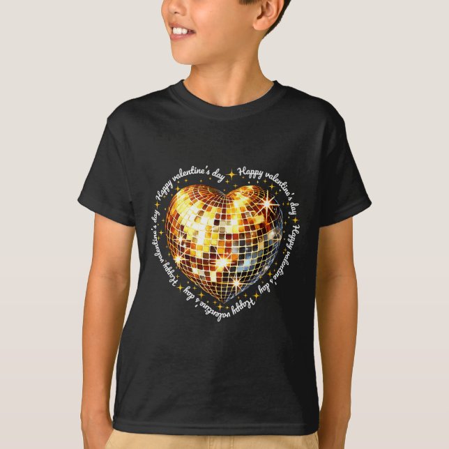 Camiseta Happy Valentine's Day Funny Gold Coquette Disco Ba (Anverso)