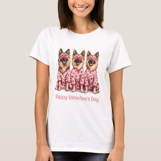 Camiseta Happy Valentines Day German Shepherd Dogs (Anverso)
