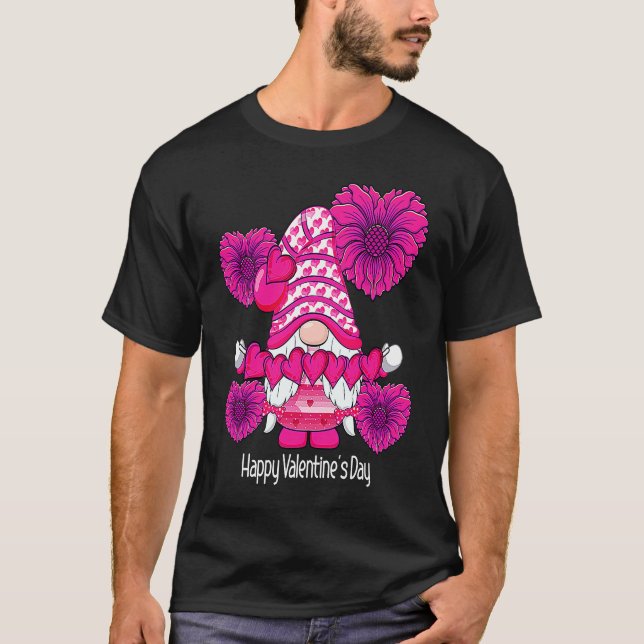 Camiseta Happy Valentine's Day Gnome with Heart Sunflower V (Anverso)