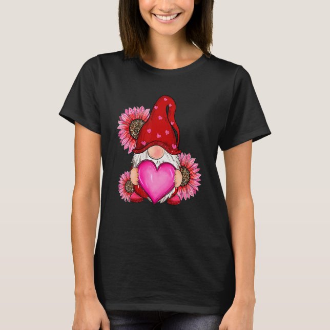 Camiseta Happy Valentine's Day Gnome With Leopard Heart Sun (Anverso)