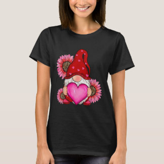 Camiseta Happy Valentine's Day Gnome With Leopard Sunflower