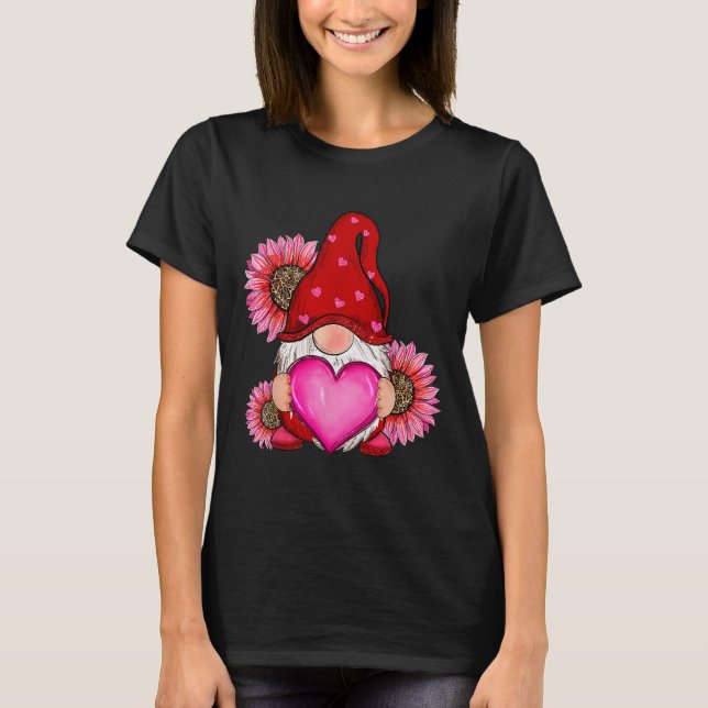 Camiseta Happy Valentine's Day Gnome With Leopard Sunflower (Anverso)