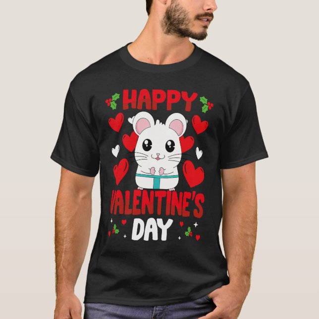 Camiseta Happy Valentines Day Hamster Heart Love Animal (Anverso)