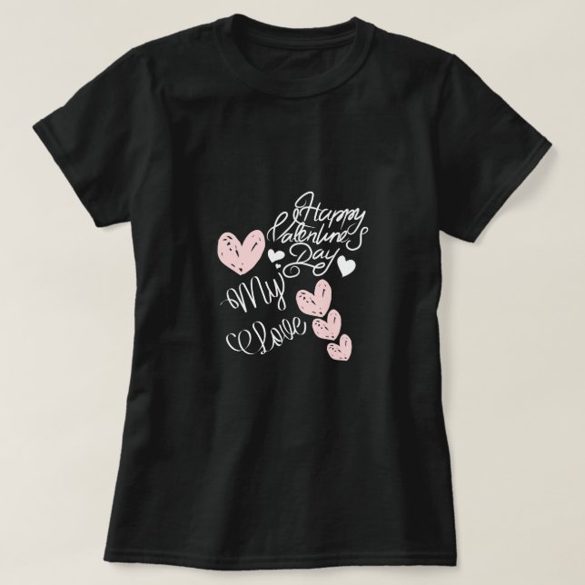 Camiseta Happy Valentine's Day  Hand Drawn Hearts Tee (Diseño del anverso)