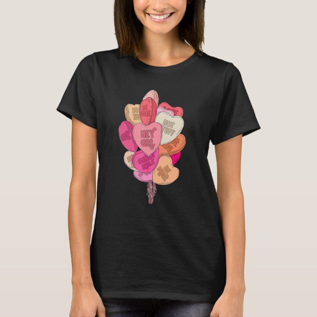 Camiseta Happy Valentine's Day Heart Balloon Candy Groovy V (Anverso)