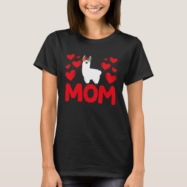 Camiseta Happy Valentine's Day Llama Mom Mothers Day Valent (Anverso)