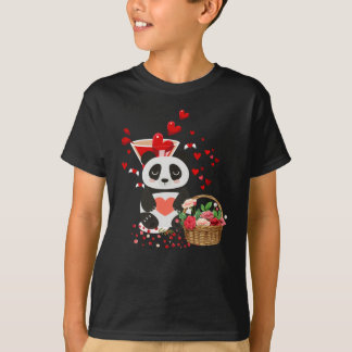 Camiseta Happy Valentines Day Love Cute Panda Basket