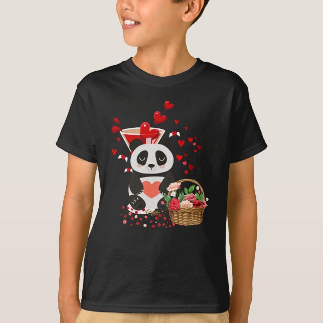 Camiseta Happy Valentines Day Love Cute Panda Basket (Anverso)
