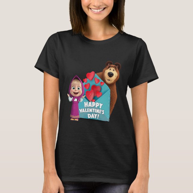 Camiseta Happy Valentine's Day Masha and the Bear (Anverso)