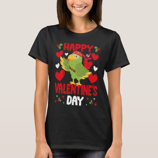 Camiseta Happy Valentines Day Parrot Heart Love Animal (Anverso)