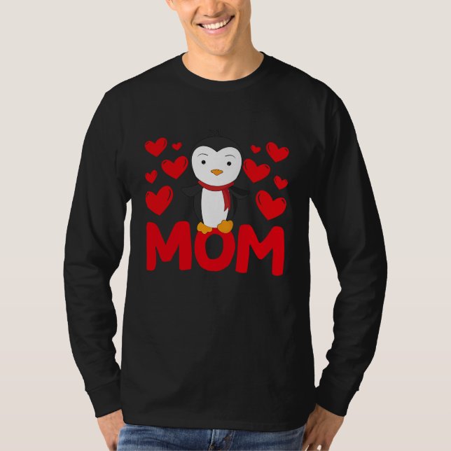 Camiseta Happy Valentine's Day Penguin Mom Mothers Day Vale (Anverso)