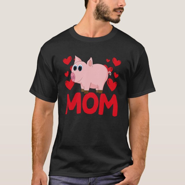 Camiseta Happy Valentine's Day Pig Mom Mothers Day Valentin (Anverso)