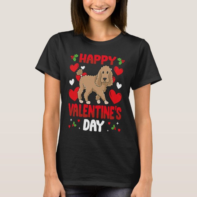 Camiseta Happy Valentines Day Poodle Heart Love Animal (Anverso)