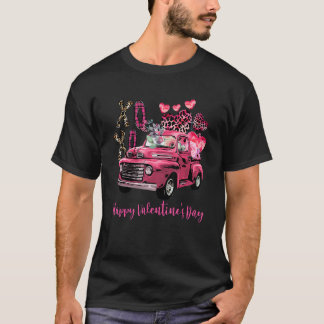 Camiseta Happy Valentines Day Red Plaid Printed Truck Coupl