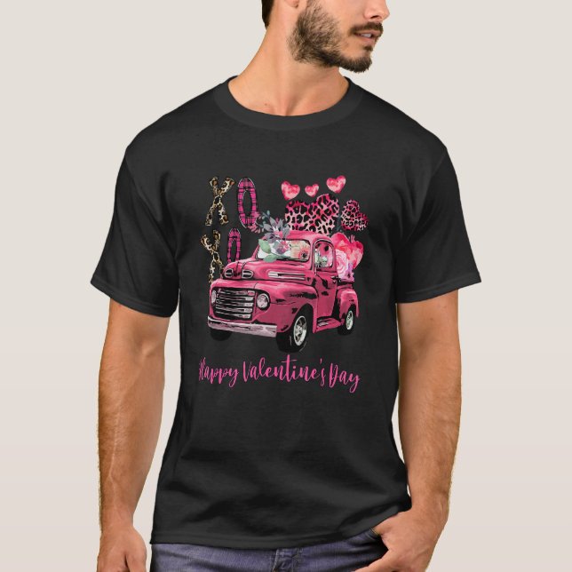 Camiseta Happy Valentines Day Red Plaid Printed Truck Coupl (Anverso)