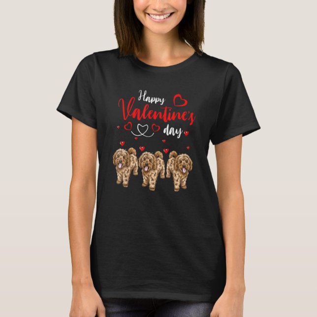 Camiseta Happy Valentine's Day Three Cute Cockapoo Dogs Lov (Anverso)