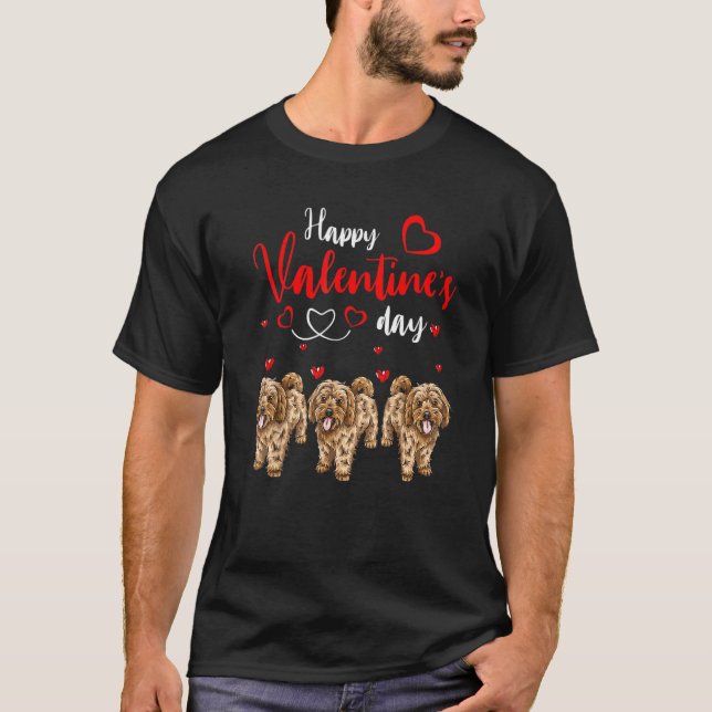 Camiseta Happy Valentine's Day Three Cute Cockapoo Dogs Lov (Anverso)
