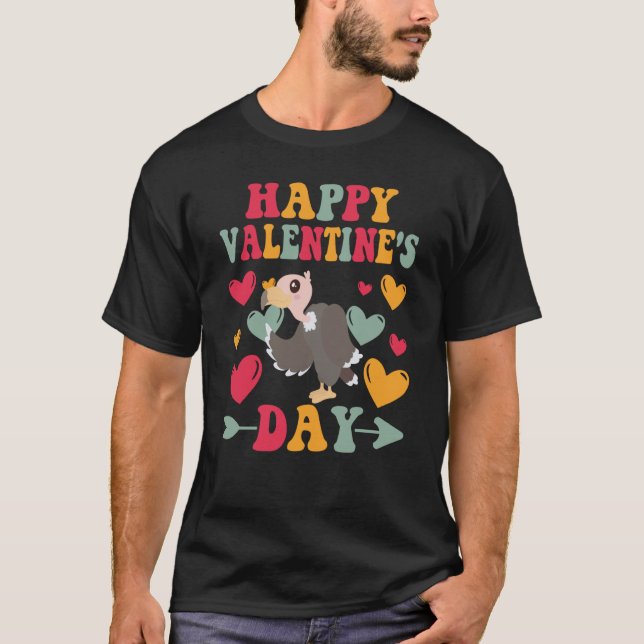Camiseta Happy Valentines Day Vulture Heart Love Groovy (Anverso)
