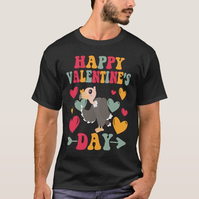 Camiseta Happy Valentines Day Vulture Heart Love Groovy (Anverso)