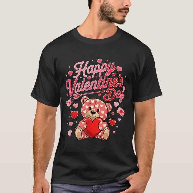 Camiseta Happy Valentines Day Women Cute Bear Valentine Hea (Anverso)