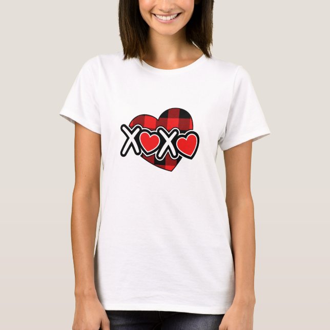 Camiseta Happy valentine's xoxo white &red (Anverso)