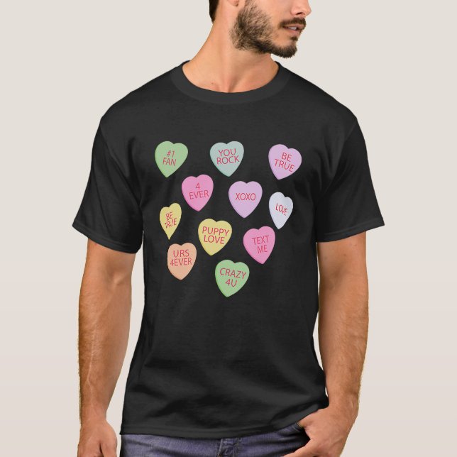 Camiseta Happy Valentineu2019s Day Candy Conversation Heart (Anverso)