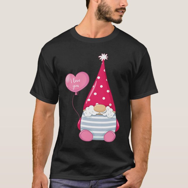 Camiseta Happy Valentineu2019s Day Male Gnome with I Love Y (Anverso)