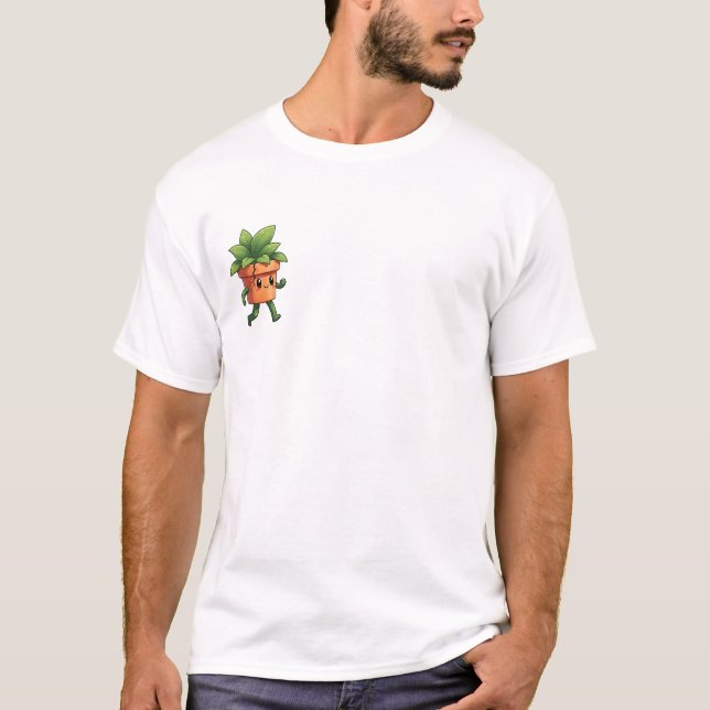 Camiseta Happy Walking Potted Plant Character with Cracked (Anverso)