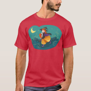 Camiseta Happy Witch And Cat Halloween Design 4455