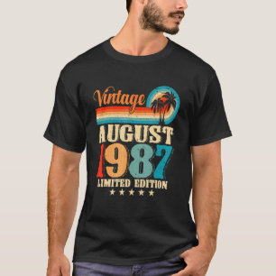 Camiseta Happy With Family August 1987 35th Birthday Vintag