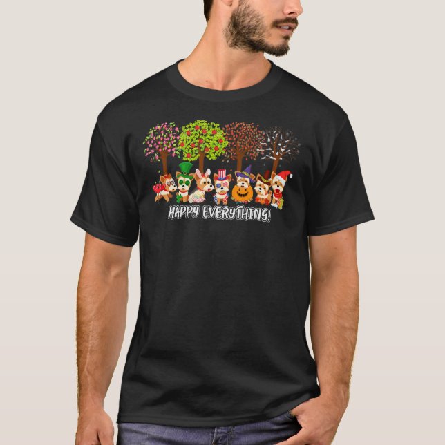 Camiseta HappyEverything Yorkie Dog Seasons All Year Tree L (Anverso)