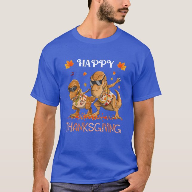 Camiseta Happyhanksgiving Re Dinosaur Rapper Dabbing friend (Anverso)