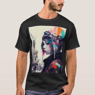 Camiseta Harajuku Japón arte Chica moderno
