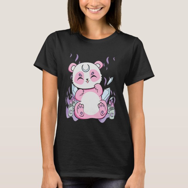 Camiseta Harajuku Panda Y El Gótico Nu Oyen Por Un Abanico  (Anverso)