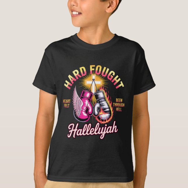 Camiseta Hard Fought Hallelujah Boxing Gloves Faith  (Anverso)
