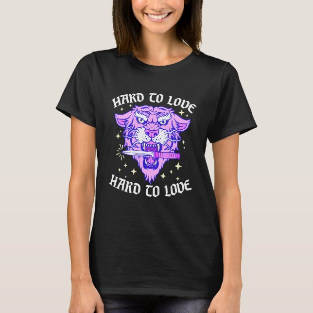 Camiseta Hard To Love Tiger Face Knife Dagger Emo Break Up  (Anverso)