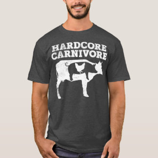 Camiseta Hardcore Carnivore  Cow Pig Chicken  Funny Keto Me