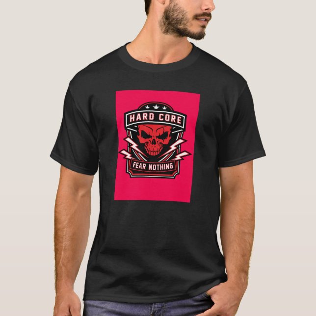 Camiseta Hardcore Fear Nothing Red Skull Badge Tee (Anverso)