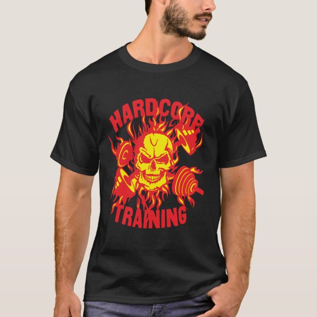 Camiseta hardcore training citation tete de mort haltere mu (Anverso)