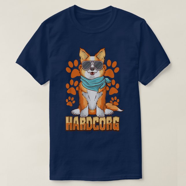 Camiseta Hardcorg Corgi Pun Gracioso Perro Corgi Con Gafas  (Diseño del anverso)