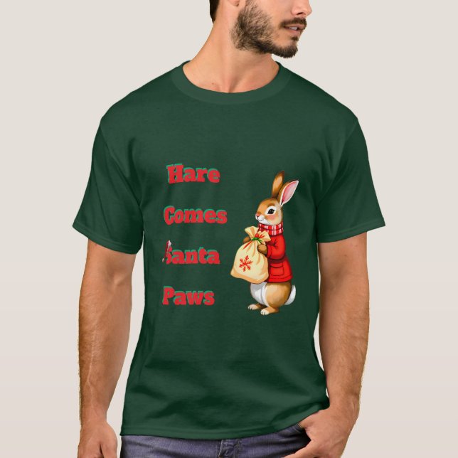 Camiseta Hare Comes Santa Paws T-Shirt (Anverso)